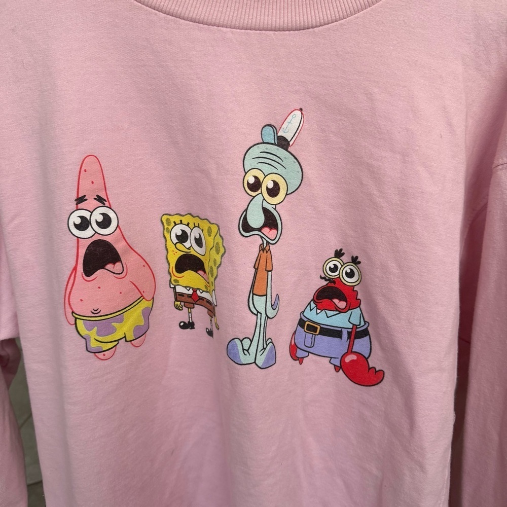 Nickelodeon SpongeBob Squarepants and Friends Pullover Sweatshirt Pink Size S - Picture 5 of 5
